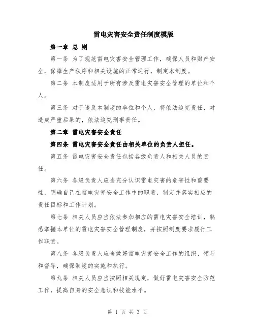 雷电灾害安全责任制度模版