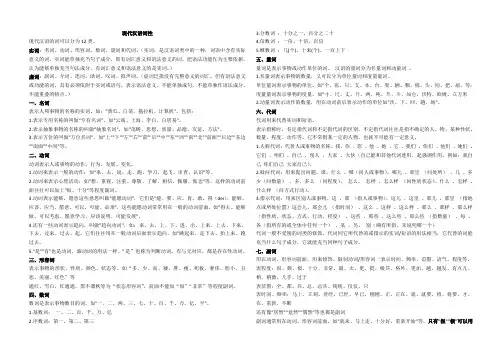 现代汉语词性及句子成份