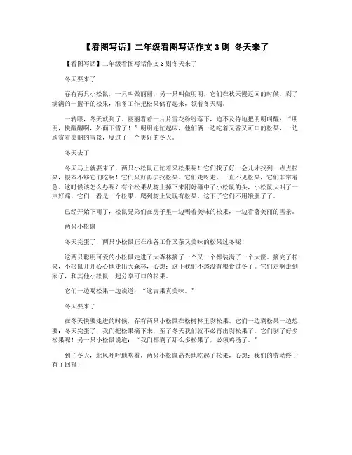 【看图写话】二年级看图写话作文3则 冬天来了