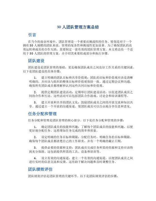 30人团队管理方案总结
