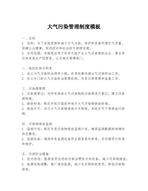 大气污染管理制度模板