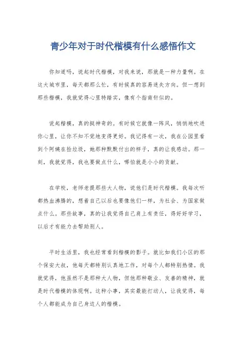 青少年对于时代楷模有什么感悟作文