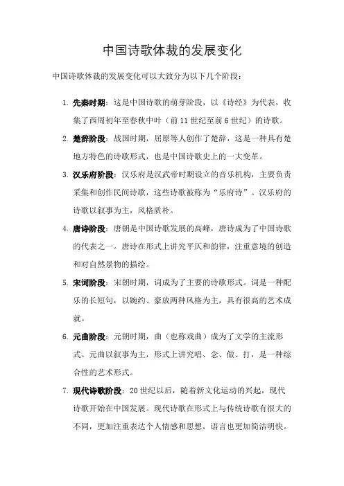 中国诗歌体裁的发展变化