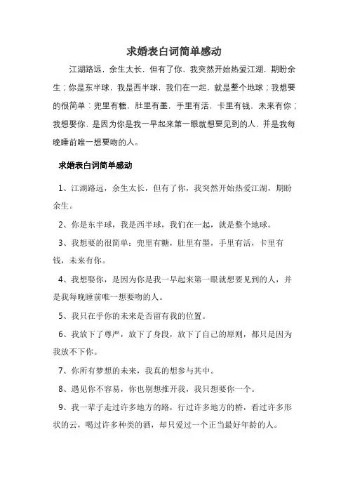求婚表白词简单感动