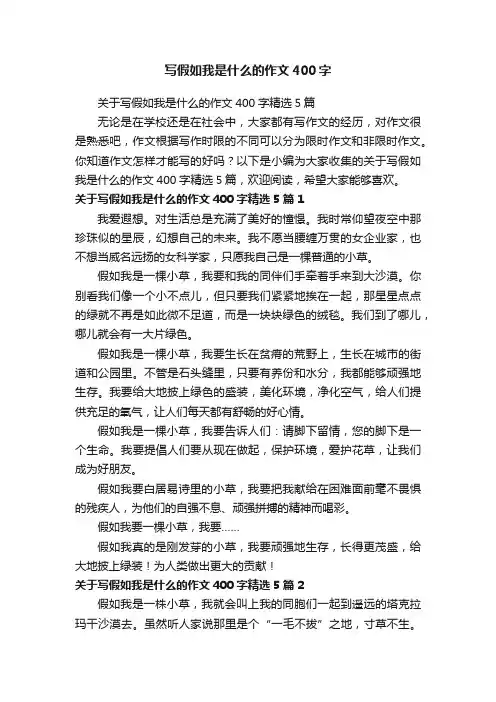 关于写假如我是什么的作文400字精选5篇