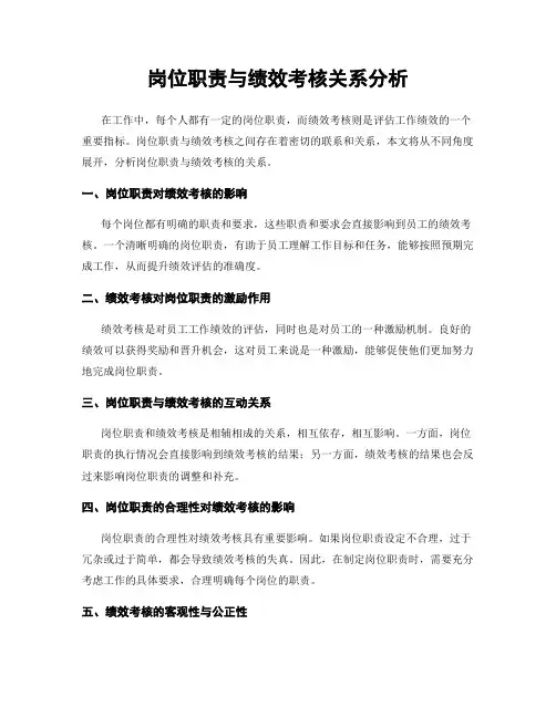 岗位职责与绩效考核关系分析