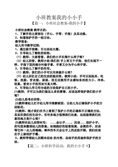 小班教案我的小小手