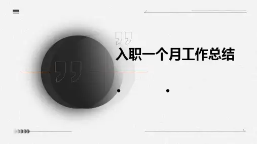 入职一个月工作总结PPT