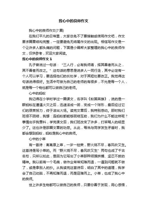 我心中的良师作文（7篇）