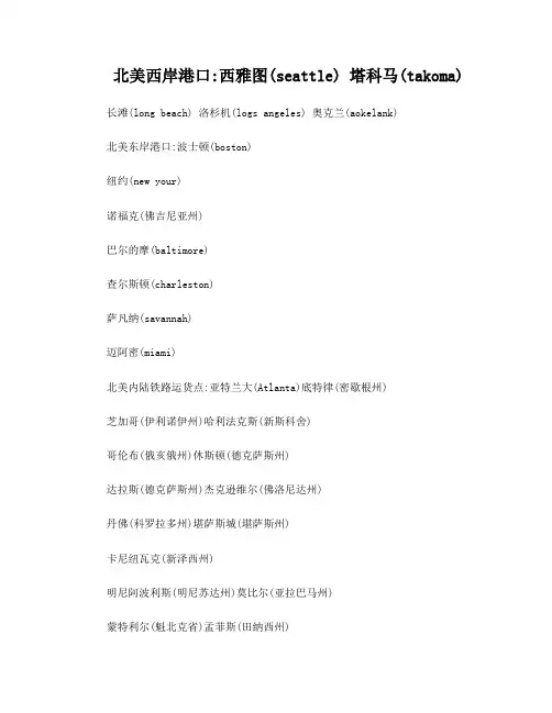 海运进出口世界港口中英文全称不足之处还多请见谅!