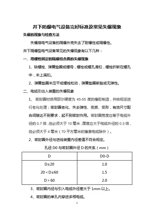 井下设备常见失爆现象