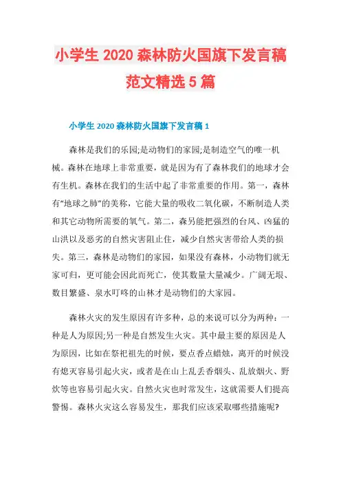 小学生2020森林防火国旗下发言稿范文精选5篇
