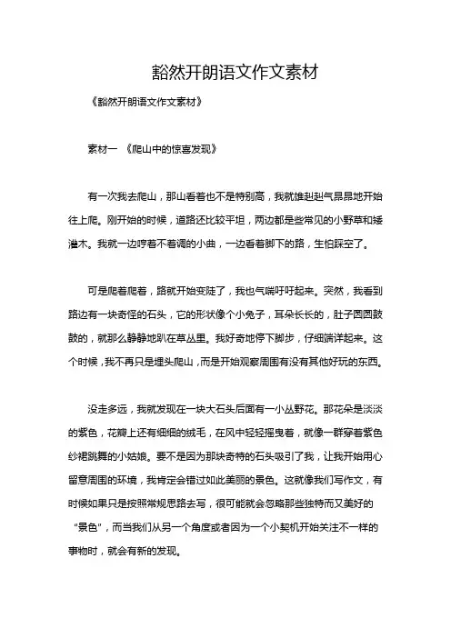 豁然开朗语文作文素材