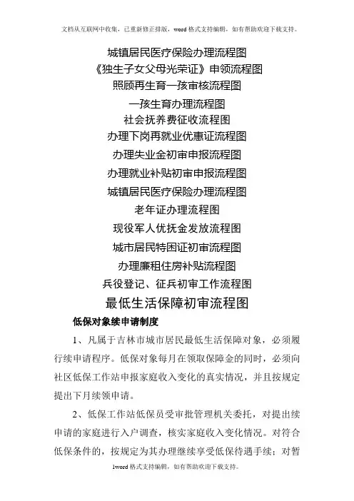 城镇居民医疗保险办理流程图