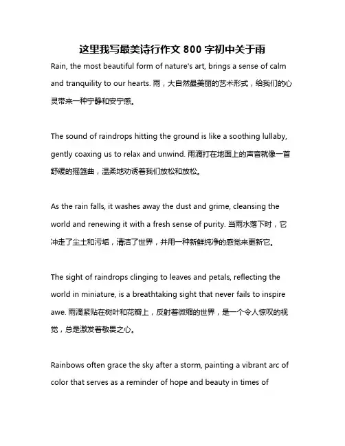 这里我写最美诗行作文800字初中关于雨