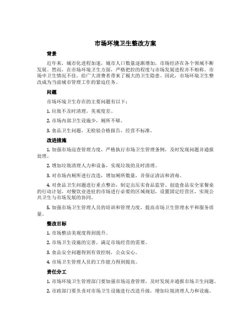 市场环境卫生整改方案