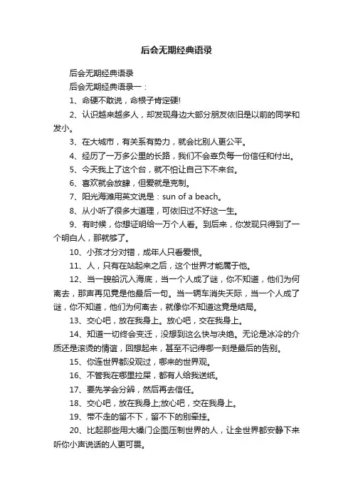 后会无期经典语录