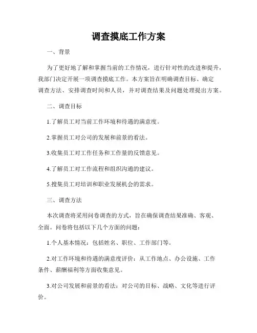 调查摸底工作方案