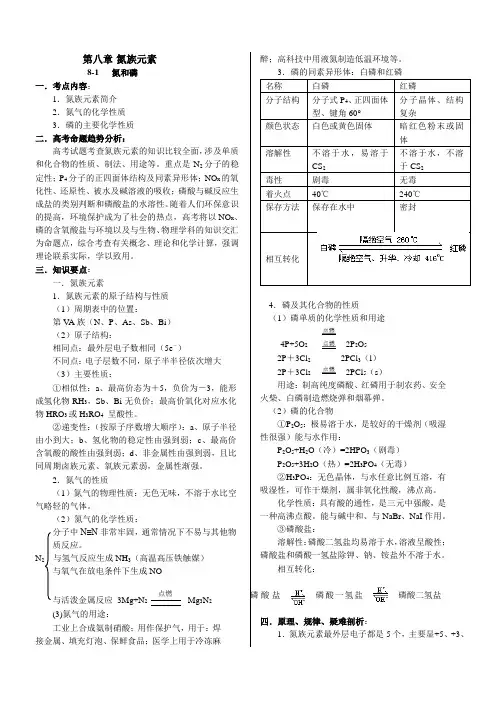 高三化学教案-氮族元素 最新