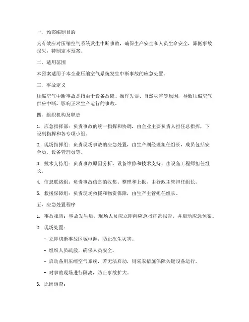 压缩空气中断事故处置预案