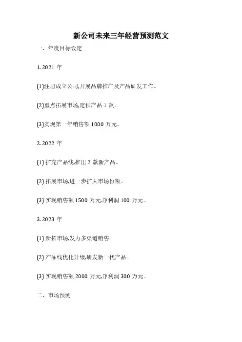 新公司未来三年经营预测范文