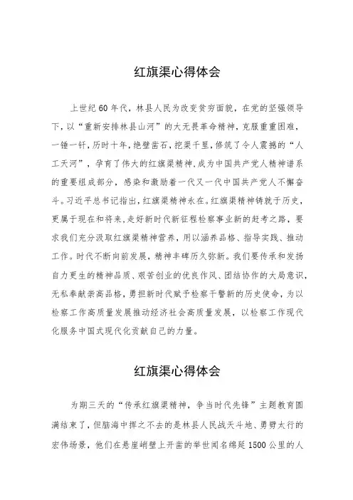 传承红旗渠精神心得体会十三篇
