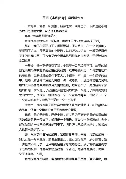 莫言《丰乳肥臀》读后感作文