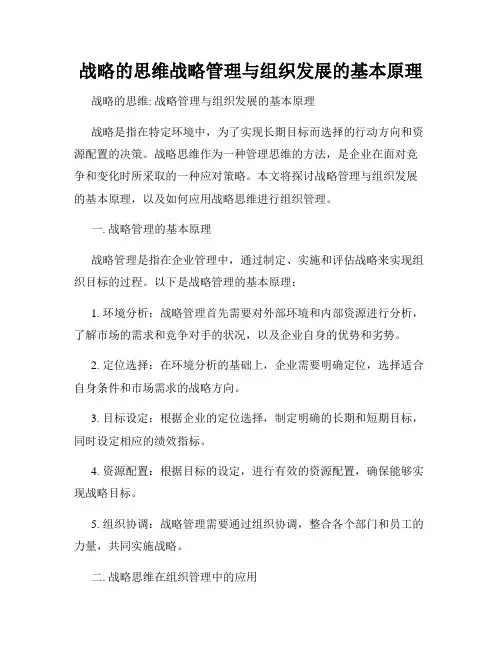 战略的思维战略管理与组织发展的基本原理