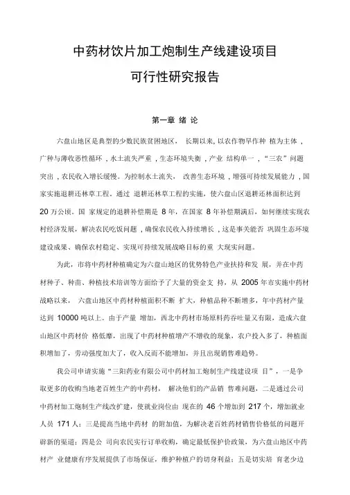 中药材饮片加工炮制生产线建设项目可行性实施计划书