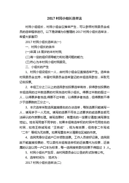 2017村民小组长选举法