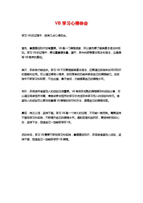 VB学习心得体会