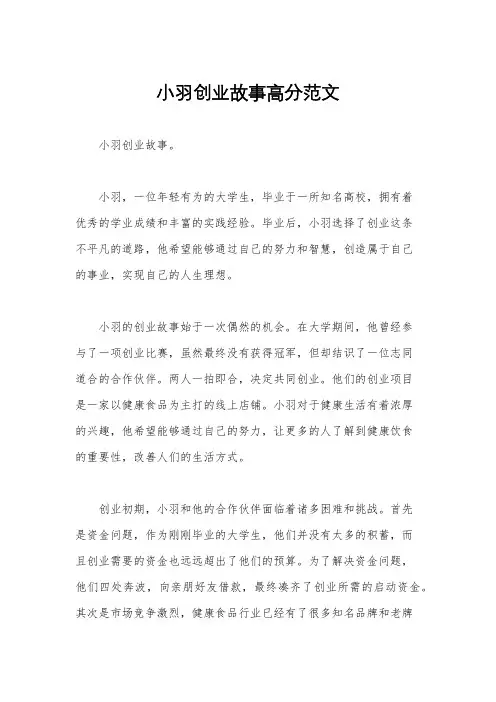 小羽创业故事高分范文