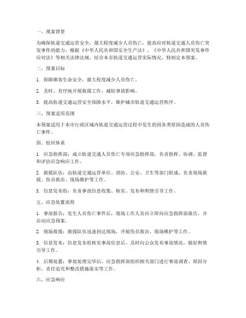轨道交通人员伤亡专项预案