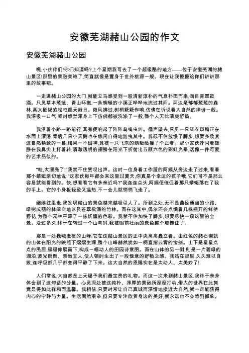 安徽芜湖赭山公园的作文
