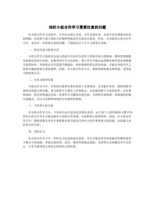 浅析小组合作学习需要注意的问题