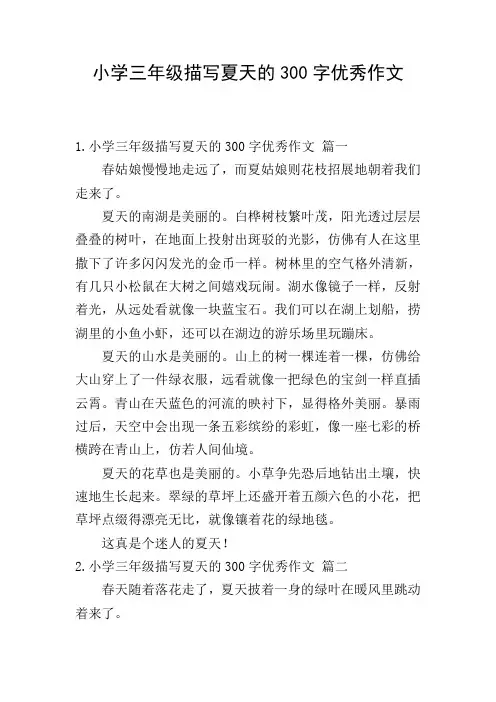 小学三年级描写夏天的300字优秀作文