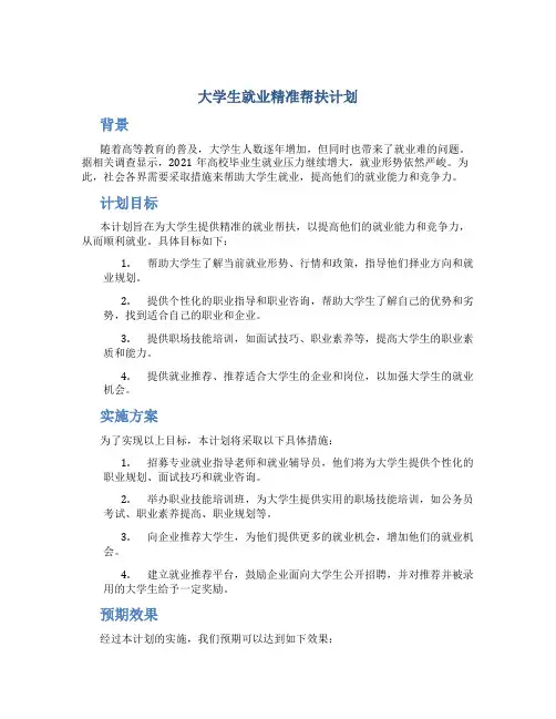 大学生就业精准帮扶计划