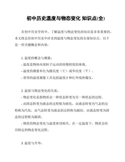 初中历史温度与物态变化 知识点(全)