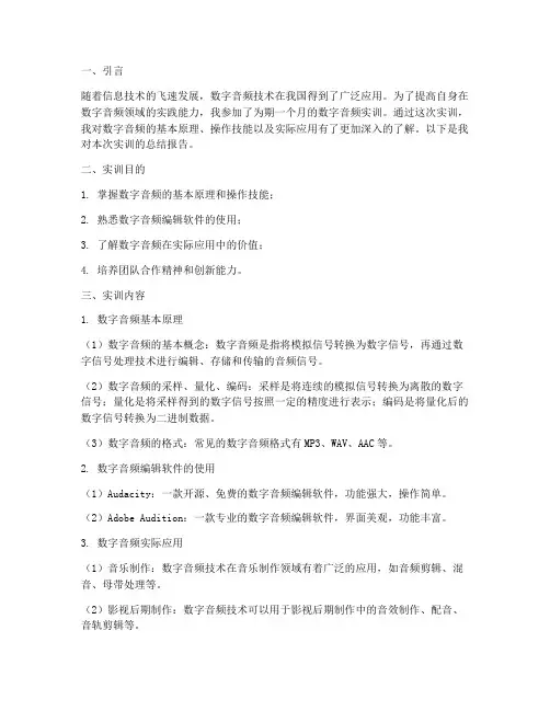 数字音频实训总结报告