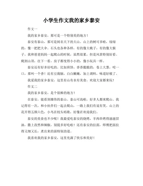 小学生作文我的家乡泰安