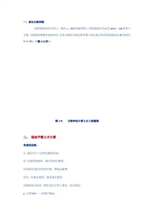 方格网土方量计算