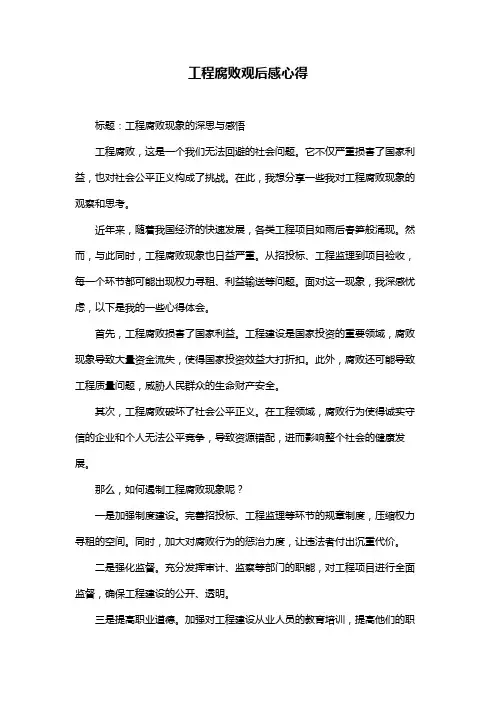 工程腐败观后感心得
