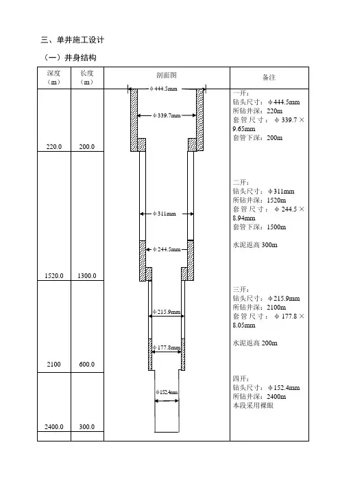 地热井单井施工设计