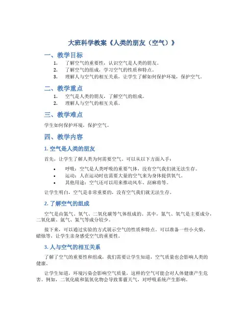 大班科学教案《人类的朋友(空气)》