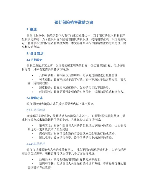银行保险销售激励方案