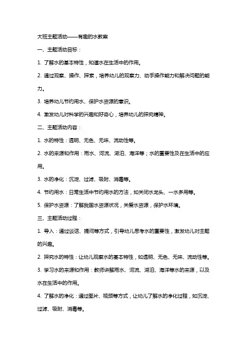 大班主题活动有趣的水教案