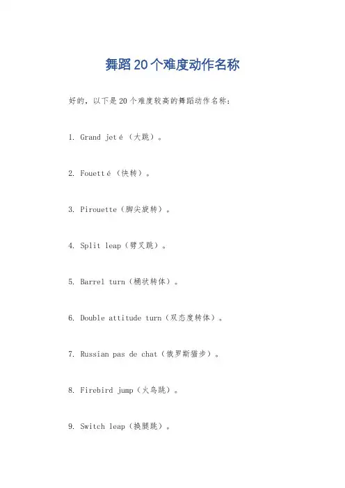 舞蹈20个难度动作名称
