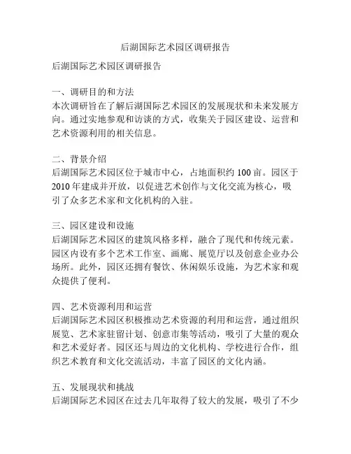 后湖国际艺术园区调研报告