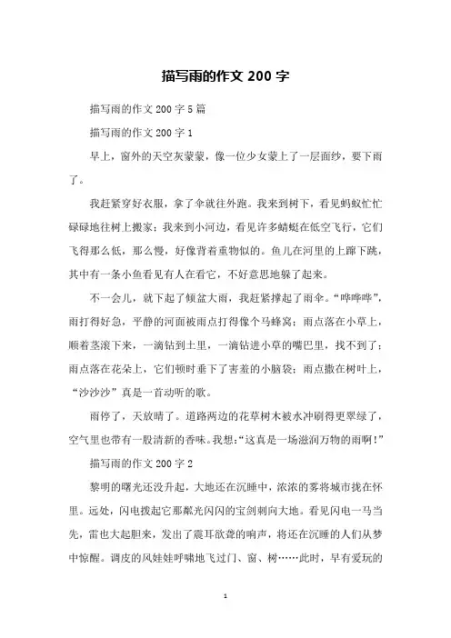 描写雨的作文200字