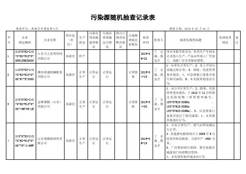 污染源随机抽查记录表